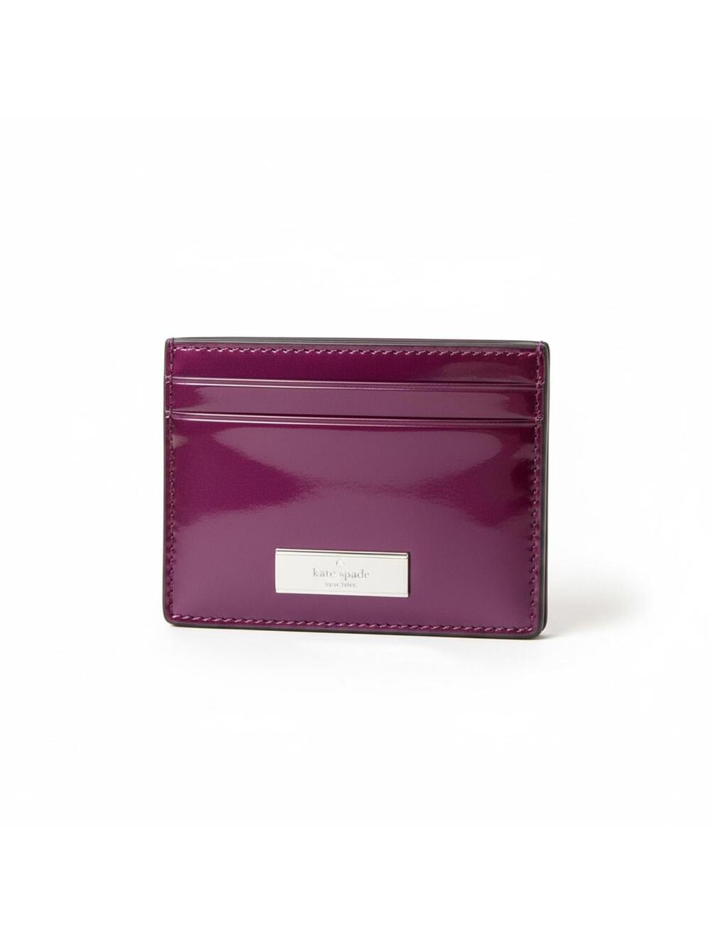 Kate Spade New York Patent Leather Card Holder in Plum